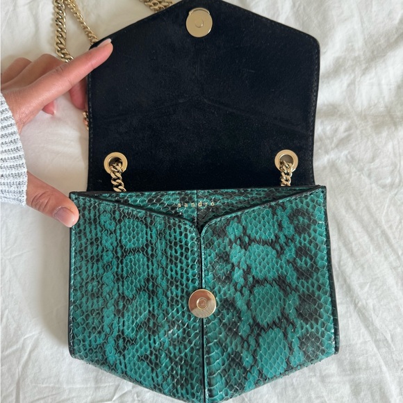 Sandro Paris Turquoise Snakeskin Crossbody Purse - Picture 2 of 6